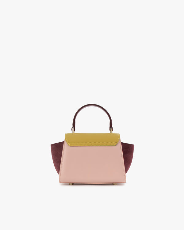 Sac ALEXIA NANO Colourblock Vesper, vue de face, poignée rigide, posé sur fond blanc