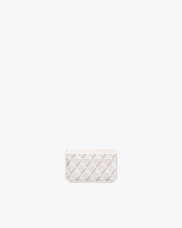 Porte-cartes CARDY blanc ivoire, vue de face, motif monogramme en toile enduite et cuir nappa