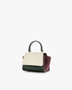 ALEXIA NANO Colourblock Canopé, vue de côté, aile latérale déployée, poignée relevée, sac posé