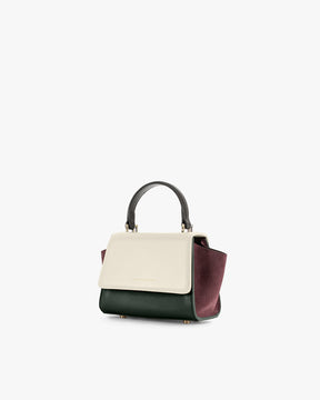 ALEXIA NANO Colourblock Canopé, vue de côté, aile latérale déployée, poignée relevée, sac posé