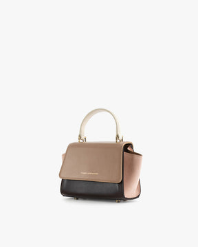 Sac ALEXIA NANO Colourblock Marlowe, vue de trois quarts, poignée rigide, ailes latérales déployées