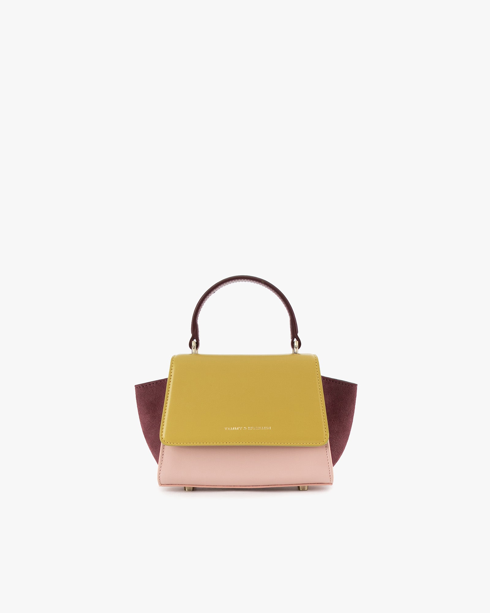 Sac ALEXIA NANO Colourblock Vesper, vue de face, posé, avec poignée rigide et ailes latérales déployées