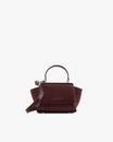 Sac ALEXIA NANO Mahogany de face, poignée rigide, ailes latérales déployées, bandoulière détachée
