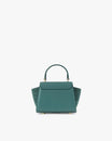Sac ALEXIA NANO Turquoise, vue de face, poignée courte, posé