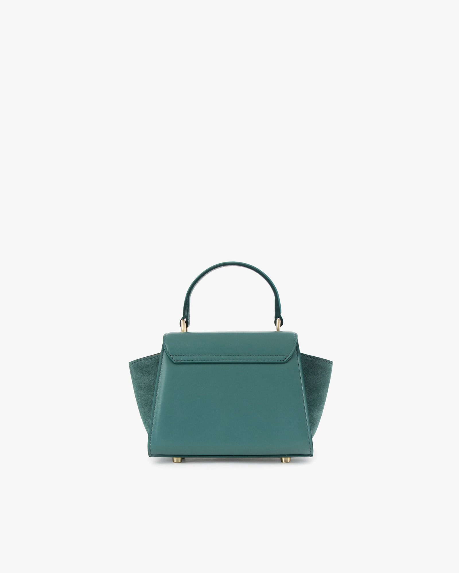 Sac ALEXIA NANO Turquoise, vue de face, poignée courte, posé