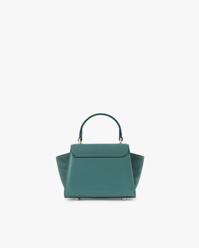 Sac ALEXIA NANO Turquoise, vue de face, poignée courte, posé