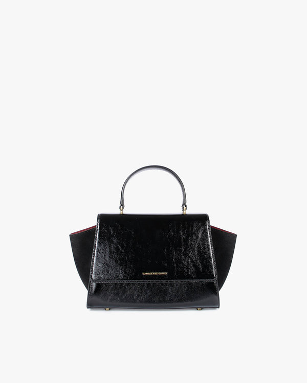 Sac ALEXIA noir naplak, vue de face, poignée gainée, ailes latérales rentrées