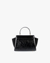 ALEXIA bag in black naplak, front view, top handle, placed on white background