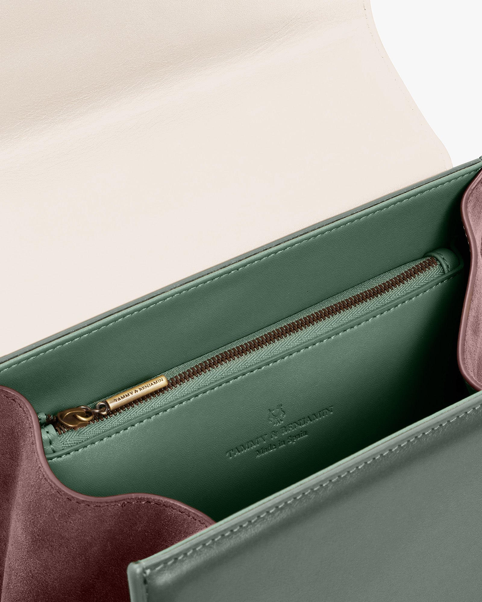 Sac ALEXIA Colourblock Canopé ouvert, intérieur vert avec poche zippée et logo gravé