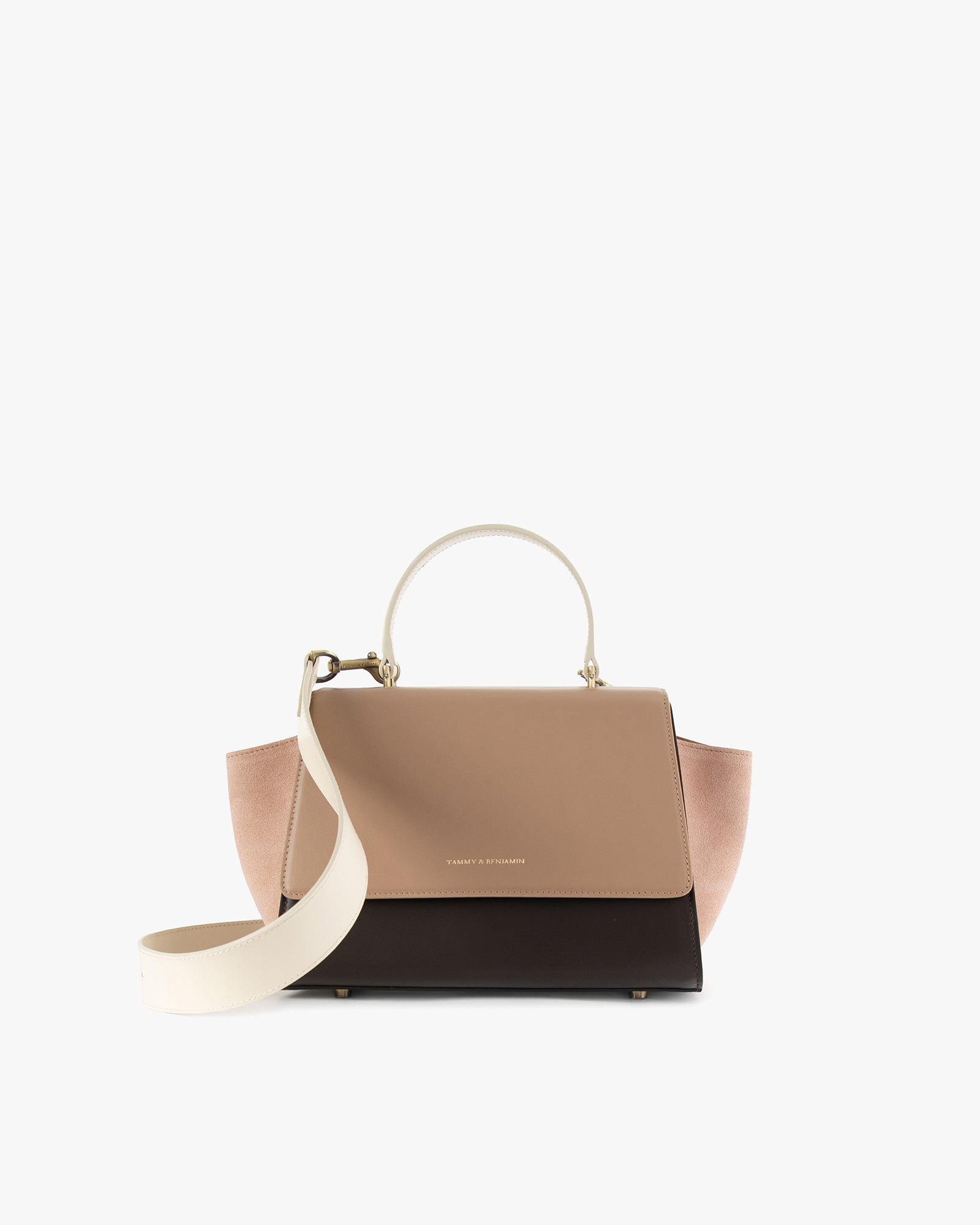 ALEXIA bag in Colourblock Marlowe, front view, flap closed, top handle and detachable strap unclipped