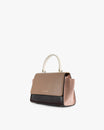 ALEXIA Colourblock Marlowe, three-quarter back view, side gusset expanded, cream top handle
