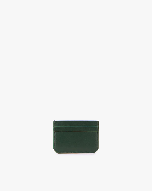 Porte-cartes CARDY vert émeraude en cuir, vue de face avec compartiments visibles