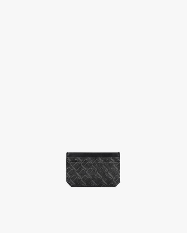 Porte-cartes CARDY noir monogram, vue de face, toile enduite Marble Arch et cuir nappa