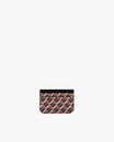 Porte-cartes CARDY brun et noir, vue de face, motif monogramme en toile enduite Marble Arch