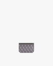 Porte-cartes CARDY gris, vue de face, toile enduite motif monogramme et bande en cuir nappa