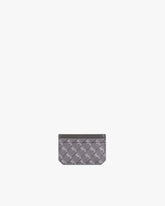 Porte-cartes CARDY gris, vue de face, toile enduite motif monogramme et bande en cuir nappa