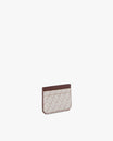 Porte-cartes CARDY Sable monogram, vue de trois quarts, toile enduite et cuir nappa bordeaux