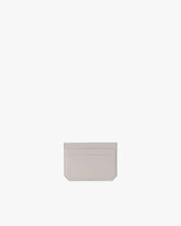 Porte-cartes CARDY en cuir taupe, vue de face, compartiments à cartes visibles, logo doré