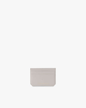 Porte-cartes CARDY en cuir taupe, vue de face, compartiments à cartes visibles, logo doré