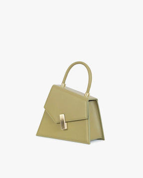 Sac CUBIST Limestone de profil, rabat fermé, fermoir doré, anse ronde relevée