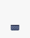 Porte-cartes CARDY bleu, vue de face, toile enduite motif monogramme et cuir nappa