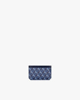 Porte-cartes CARDY bleu, vue de face, toile enduite motif monogramme et cuir nappa