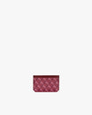 CARDY card holder in Bordeaux, front view, coated canvas with monogram print and nappa leather trim