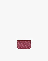 CARDY card holder in Bordeaux, front view, coated canvas with monogram print and nappa leather trim