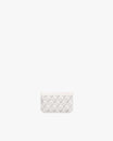Porte-cartes CARDY blanc ivoire, vue de face, motif monogramme en toile enduite et cuir nappa