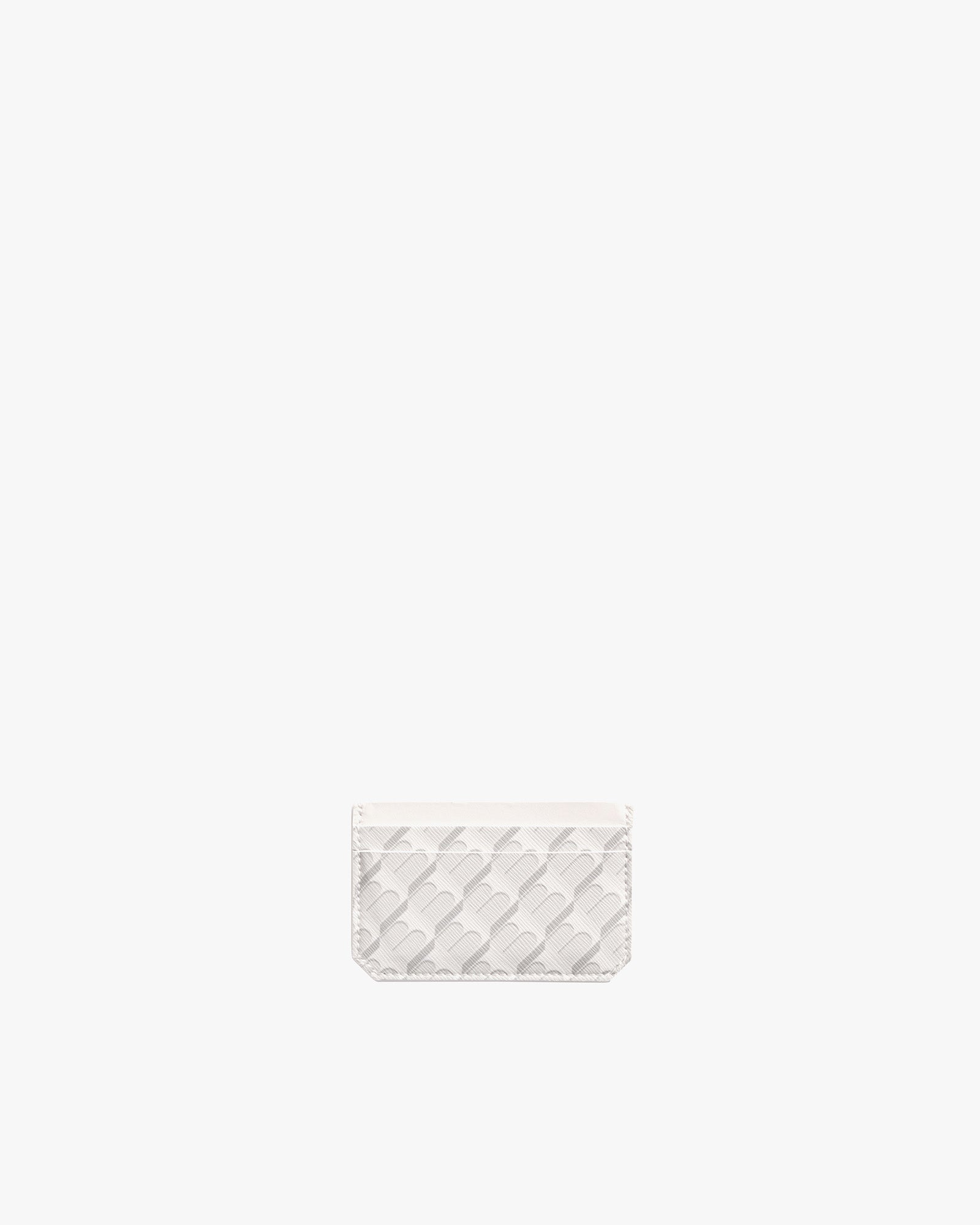 Porte-cartes CARDY blanc ivoire, vue de face, motif monogramme en toile enduite et cuir nappa