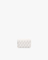 Porte-cartes CARDY blanc ivoire, vue de face, motif monogramme en toile enduite et cuir nappa