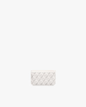 Porte-cartes CARDY blanc ivoire, vue de face, motif monogramme en toile enduite et cuir nappa