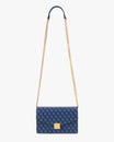 Sac ELEANOR Bleu avec chaîne amovible et repose-épaule en cuir, porté en bandoulière