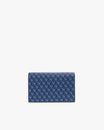 Sac ELEANOR Bleu, vue de face, rabat fermé, motif monogramme Marble Arch