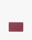 Sac ELEANOR Bordeaux, vue de dos, rabat fermé, motif architectural monogrammé