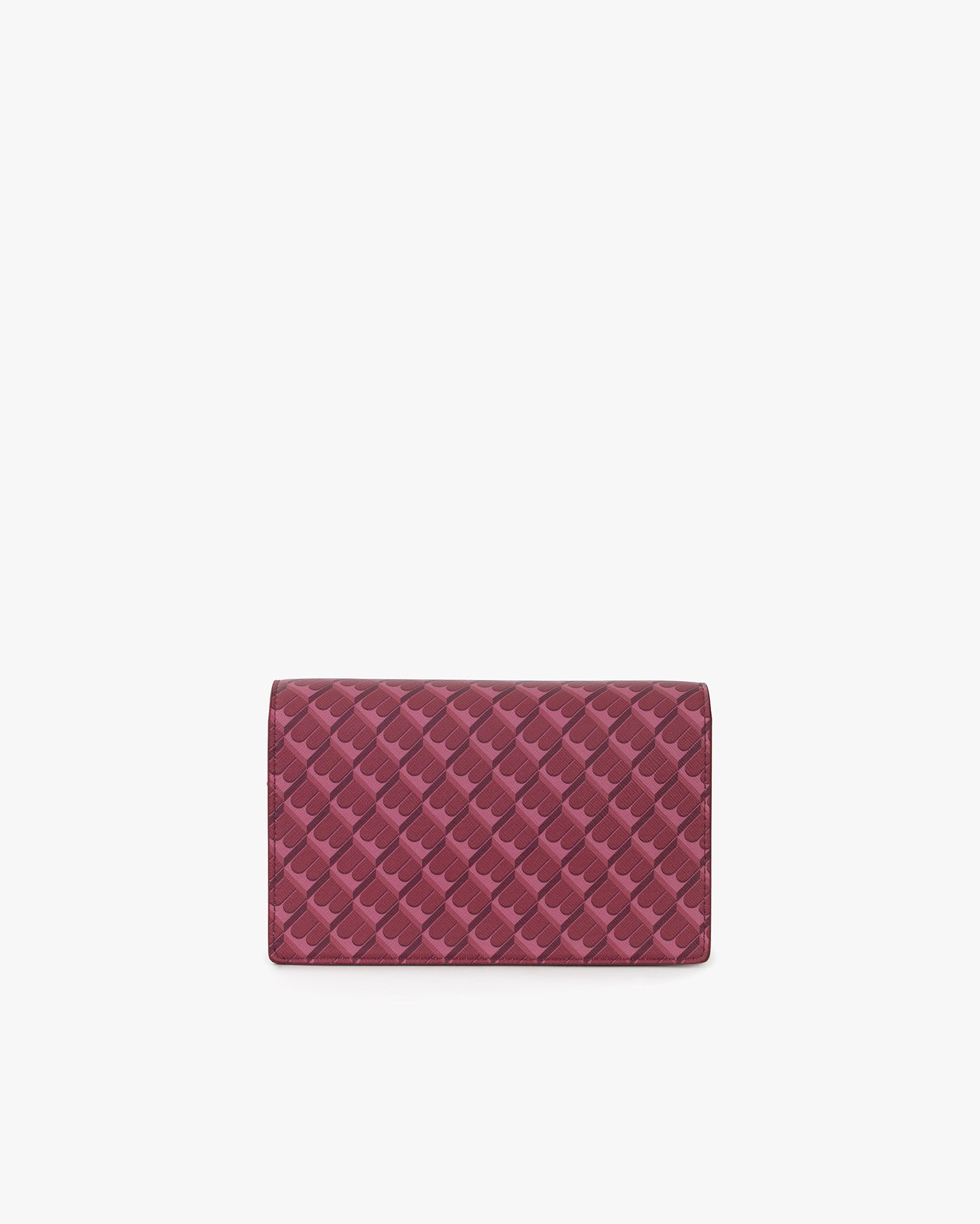 Sac ELEANOR Bordeaux, vue de dos, rabat fermé, motif architectural monogrammé