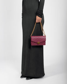 Sac ELEANOR Bordeaux porté à la main, fermoir Marble Arch, chaîne dorée amovible