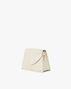 GABRIELLE bag in Ivory, three-quarter view, standing, pointed flap closed