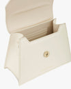 GABRIELLE bag in Ivory, open view showing the card holder and snap button closure