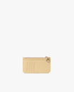 Porte-cartes JAMIE Citron en cuir, vue de face avec fermeture zippée et breloque dorée