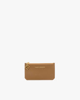 Porte-cartes JAMIE Marais en cuir, vue de face, fermeture zippée et breloque dorée