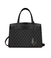 Sac MADISON Noir monogram, vue de face, avec anses courtes et bandoulière amovible