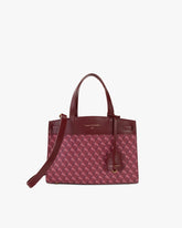 Sac MADISON Bordeaux de face, toile Marble Arch et cuir, anses courtes et bandoulière amovible