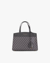 Sac MADISON gris en toile enduite à motif, vue de face avec anses courtes