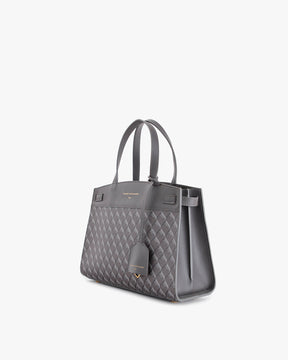 Sac MADISON gris en toile enduite motif Marble Arch, vue de trois quarts, anses courtes