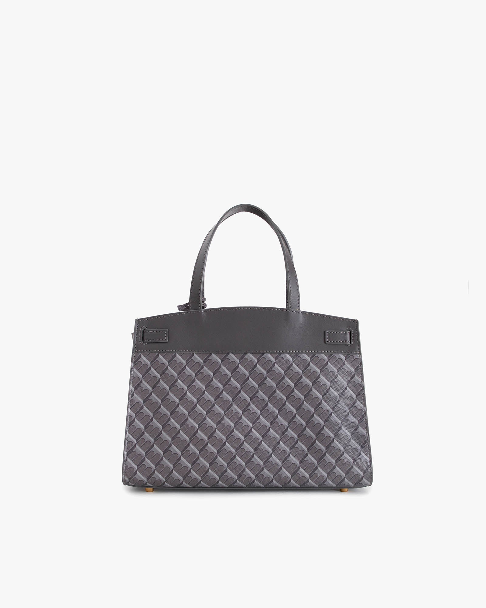 Sac MADISON gris, vue de dos avec anses courtes et motif Marble Arch en toile enduite