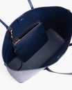 TOTE MONOGRAM Bleu, vue intérieure ouverte avec pochette zippée amovible assortie