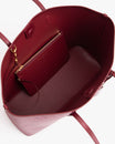 TOTE MONOGRAM Bordeaux vu de dessus, intérieur ouvert avec pochette zippée amovible
