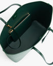 TOTE MONOGRAM Vert, vue intérieure ouverte avec pochette zippée amovible et anses plates