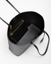 TOTE MONOGRAM noir, vue intérieure ouverte avec pochette zippée amovible et étui assortis